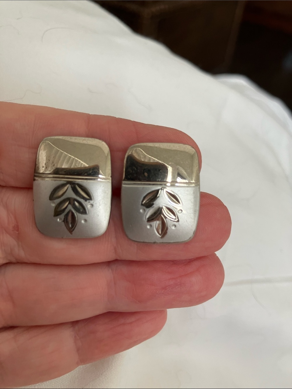 Sterling-Style Silver Leaf Clip-On Earrings - Silver